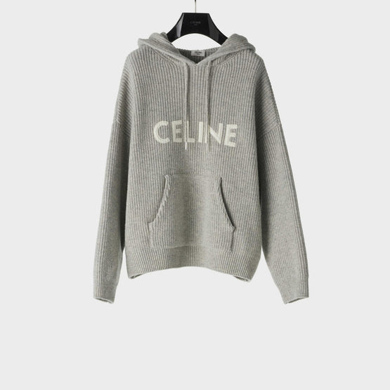 Men Celine Oversized Hooded Sweater - Light Grey