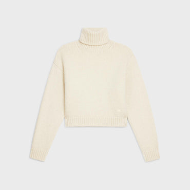 Pull Col Roulé Boxy Triomphe Alpaga Laine Chunky - Off White