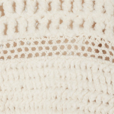 Pull Vareuse Laine Soie Tricoté Main - Off White