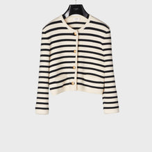 Cropped Cardigan Jacket - Off White/Black
