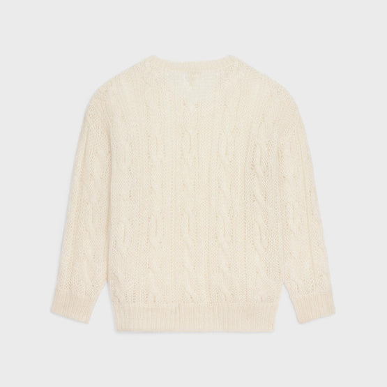 Men Boxy Round Neck Sweater - Off White