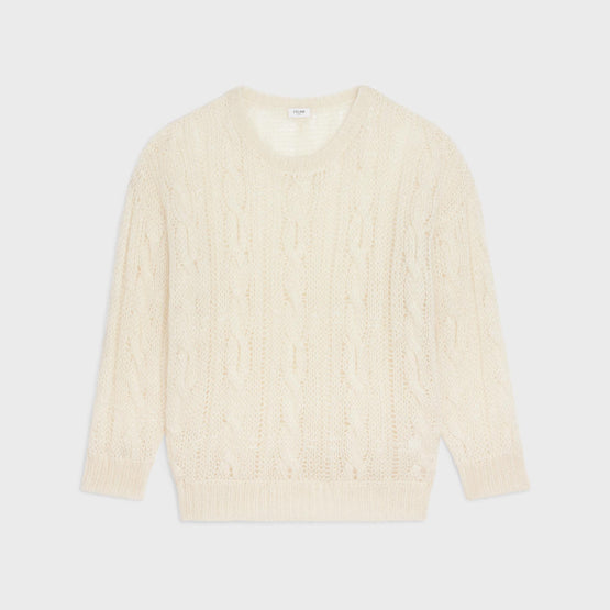 Men Boxy Round Neck Sweater - Off White