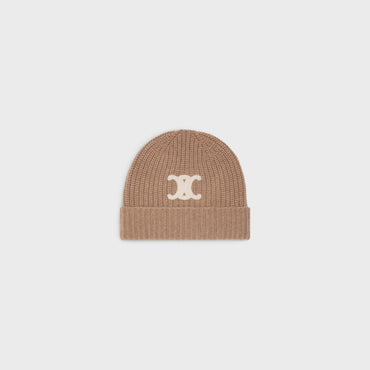 Triomphe Embroidered Beanie - Camel