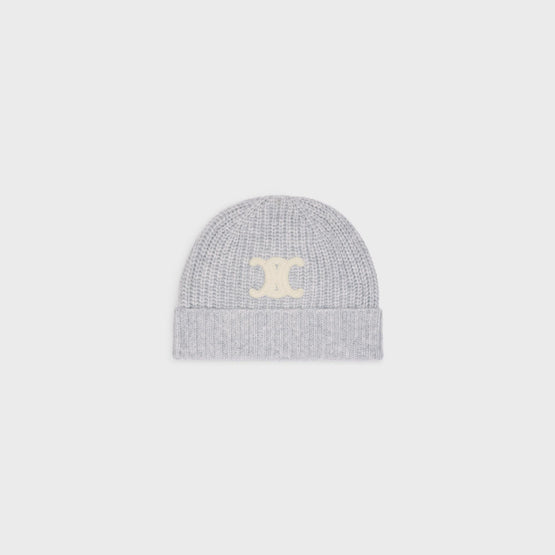 Women Triomphe Embroidered Beanie - Light Grey