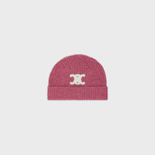 Women Triomphe Embroidered Beanie - Dark Pink