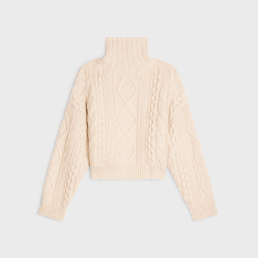 Cropped High Collar Sweater - Off White