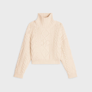 Cropped High Collar Sweater - Off White