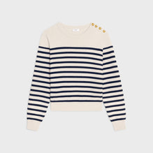 Pull Col Rond Mariniere - Cream/Navy
