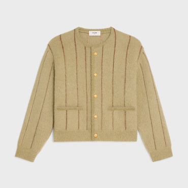 Veste Cardigan Jacquard Mohair Brosse - Light Camel