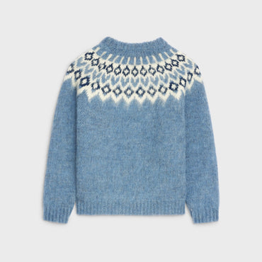 Boxy Round Neck Sweater - Blue