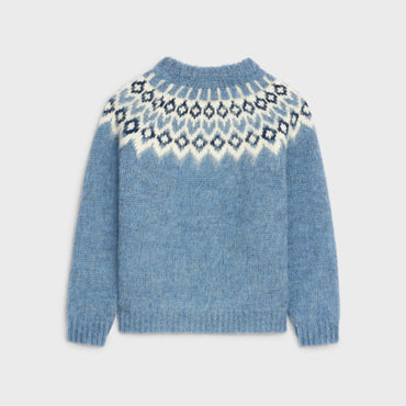 Boxy Round Neck Sweater - Blue