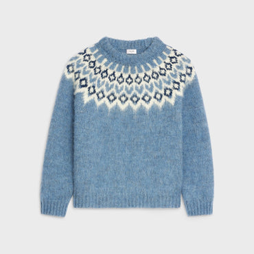 Boxy Round Neck Sweater - Blue