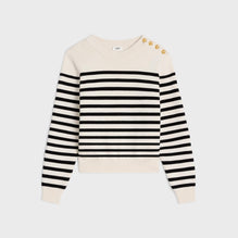 Pull Col Rond Mariniere - Off White/Black