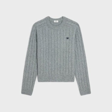 Pull Col Rond Brode Triomphe - Grey