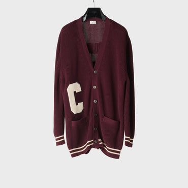 Cardigan College Celine Paris Coton - Burgundy/Ecru
