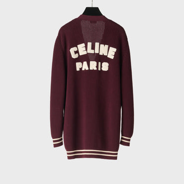 Cardigan College Celine Paris - Burgundy/Ecru