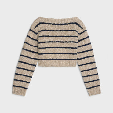 Boat Neck Sweater - Taupe/Navy