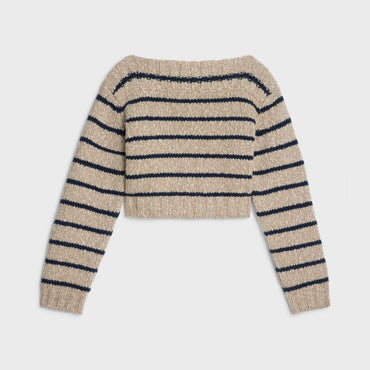 Boat Neck Sweater - Taupe/Navy
