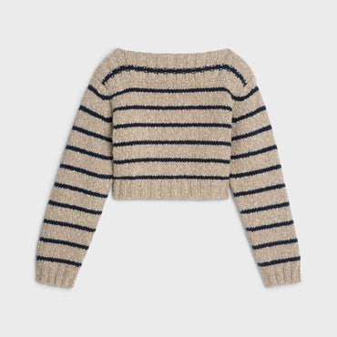 Boat Neck Sweater - Taupe/Navy
