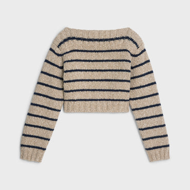 Boat Neck Sweater - Taupe/Navy