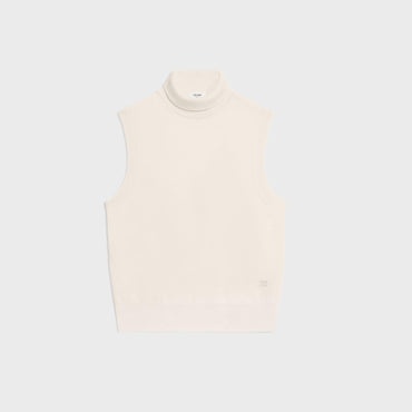 Pull Col Roule Sans Manches Double Fine 2/30 - Sato Seni - Off White