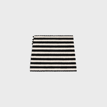 Mini Jupe Coton Crochet Raye - Black / Ecru
