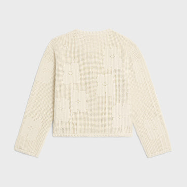 Veste Cardigan Micro Triomphe Crochet - Off White