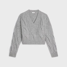 Pull Col V Torsades - Light Grey