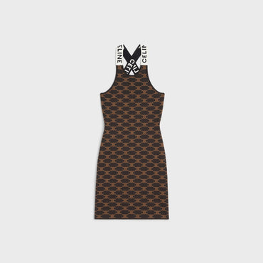 Dress Débardeur Coton Soie Monogramme Robe - Brown