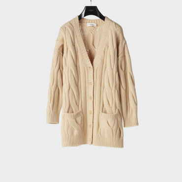 Long Cable Cardigan - Light Sand