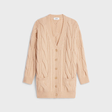 Long Cable Cardigan - Light Sand