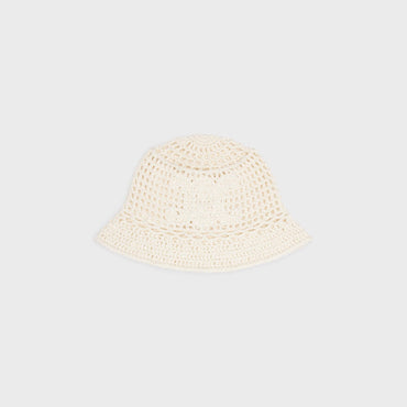 Beanie Cloche Coton Crochet Bonnet - Off White