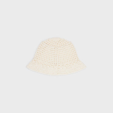 Beanie Cloche Coton Crochet Bonnet - Off White