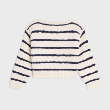 Pull Col Bateau Raye - Off White/Navy