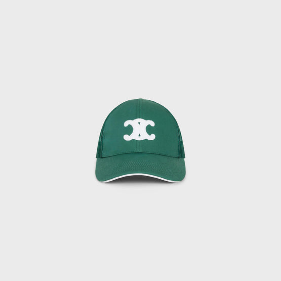 Women Piping Baseball Cap - Dark Green/White