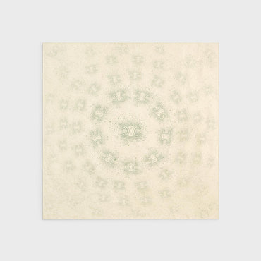 90X90Cm Square Twill Soie Triomphe Explosion - Vanilla / Green