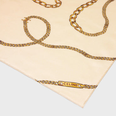 90X90Cm Square Twill De Soie Celine Chaines - Vanilla