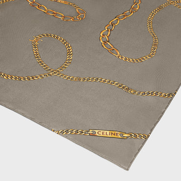 90X90Cm Square Twill De Soie Celine Chaines - Taupe