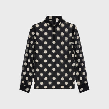 Blouse Col Retourne - Noir/Craie
