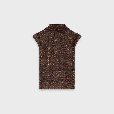 Tied Frill Collar Blouse - Black/Camel