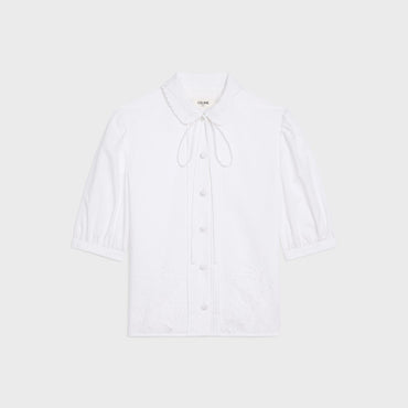 Ang Embroidered Balloon Sleeve Blouse - White