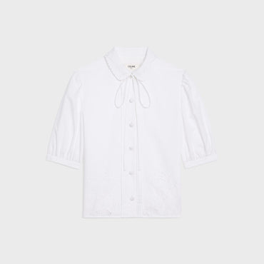 Ang Embroidered Balloon Sleeve Blouse - White