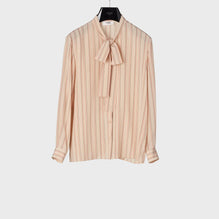 Lavalliere Blouse - Beige/Black/Red