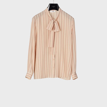 Lavalliere Blouse - Beige/Black/Red