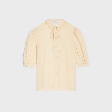 Blouse Col Noeud Manche Ballon - Metalblanc