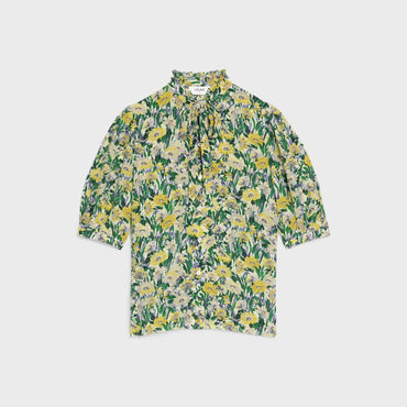 Frill Lavalliere Blouse - Chalk/Sun/Grey