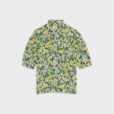 Frill Lavalliere Blouse - Chalk/Sun/Grey