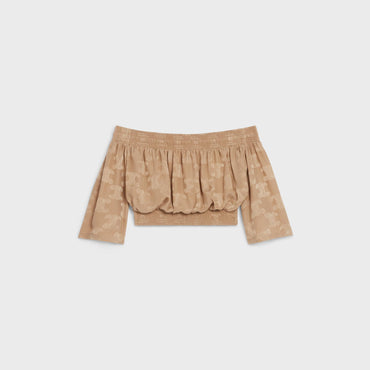 Cropped Off Shoulder Blouse - Golden Brown