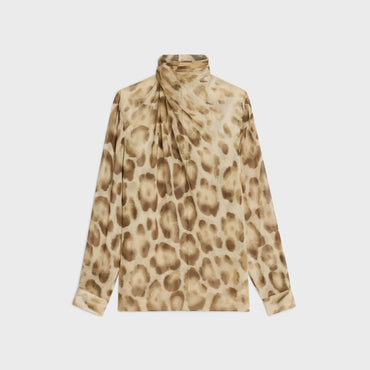 Blouse With Drape Collar Side - Blonde