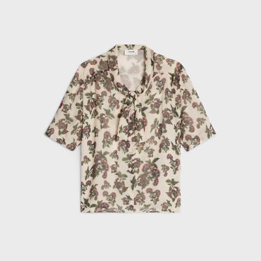 Blouse Lavallière Basse - Craie/Noir/Fushia